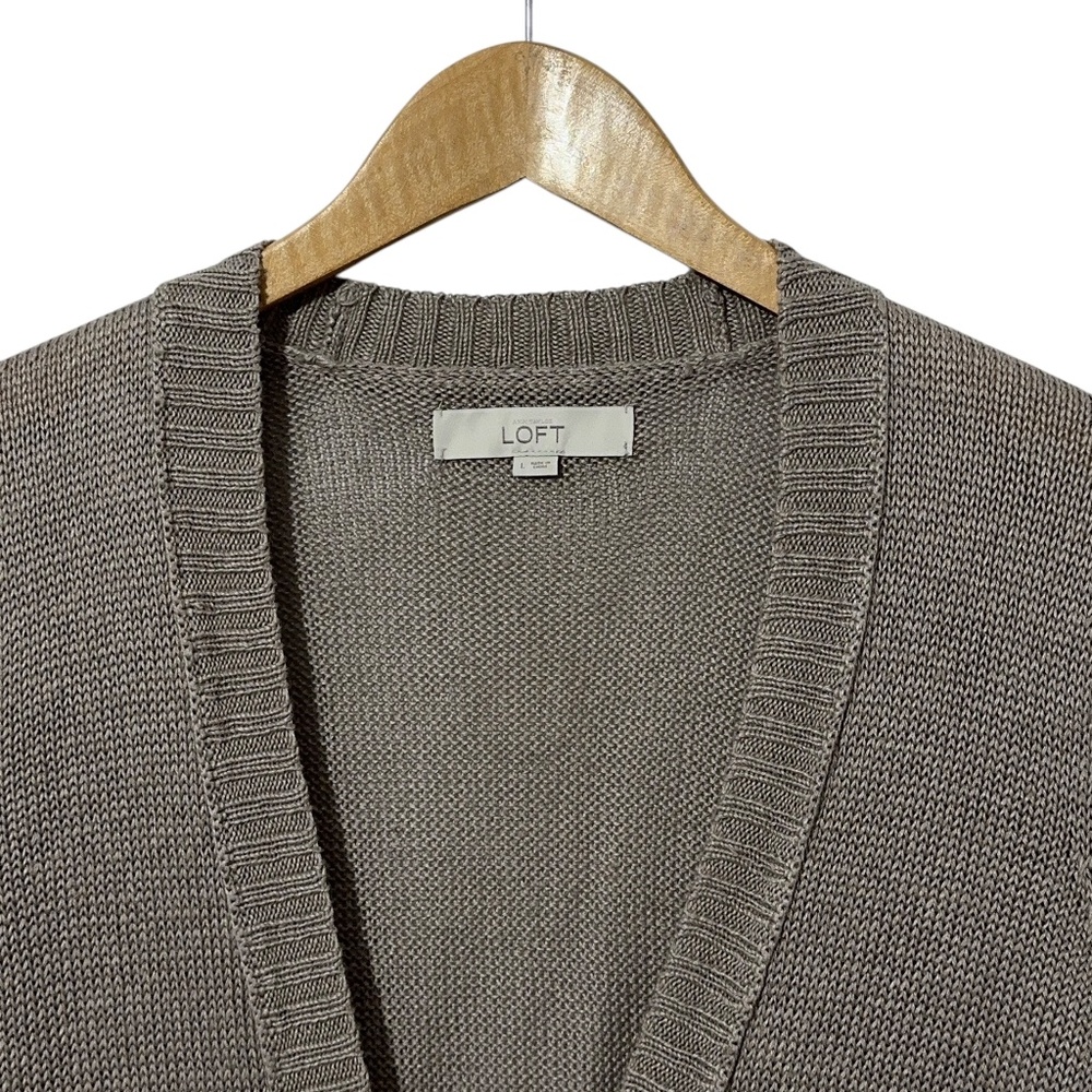 Ann Taylor Loft Womens Linen Cardigan Sweater Size L Button Front Corporate Work - Picture 3 of 6